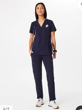 Womens Figs Navy top Medium